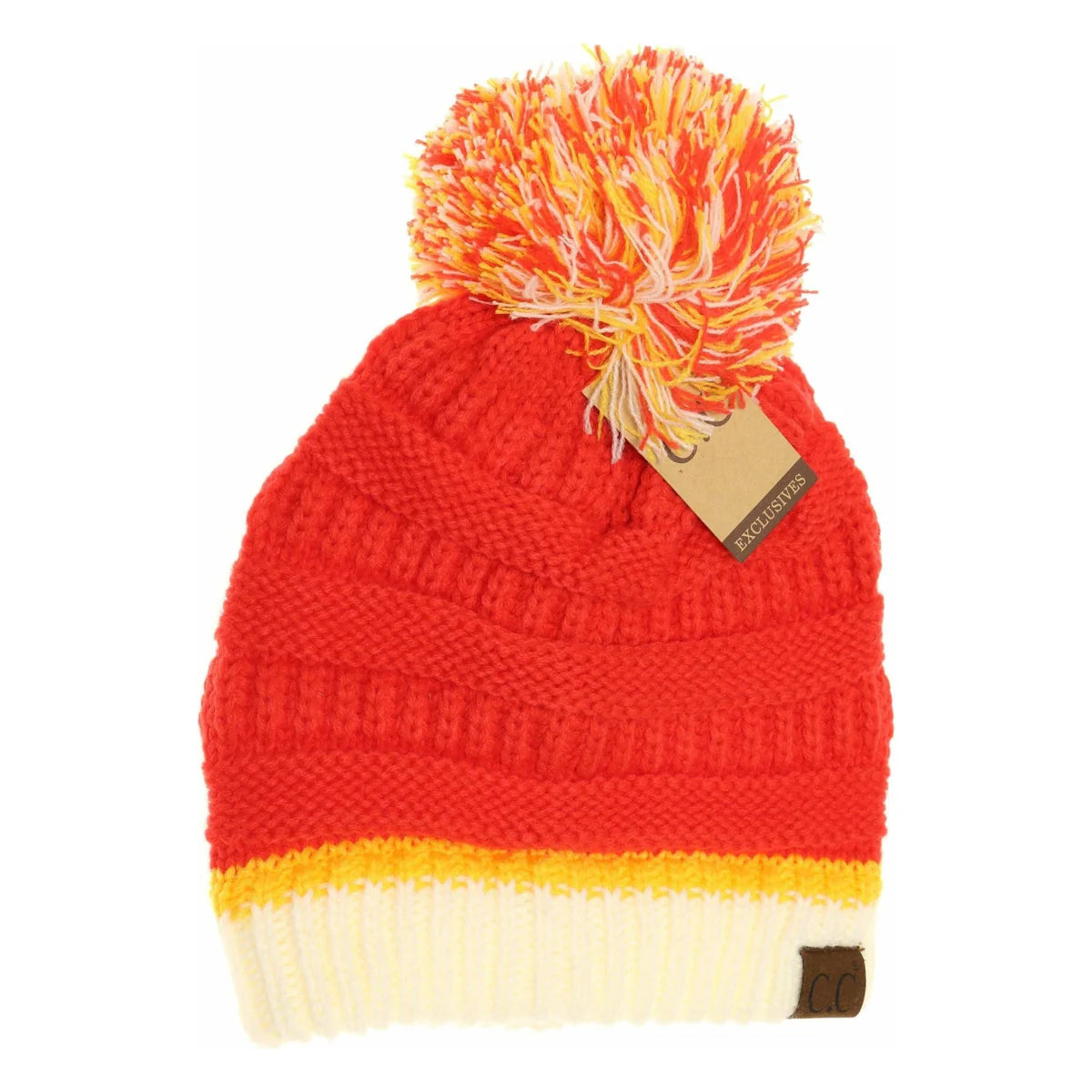 Kansas City Chiefs Pro Football Team Colors C.C. Beanie Women's  Hat with Pom