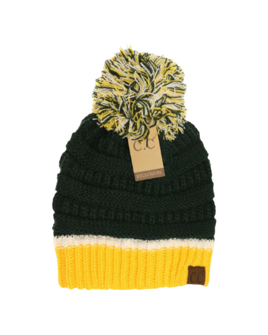 Green Bay Packers Pro Football Team Colors C.C. Beanie Women's  Hat with Pom