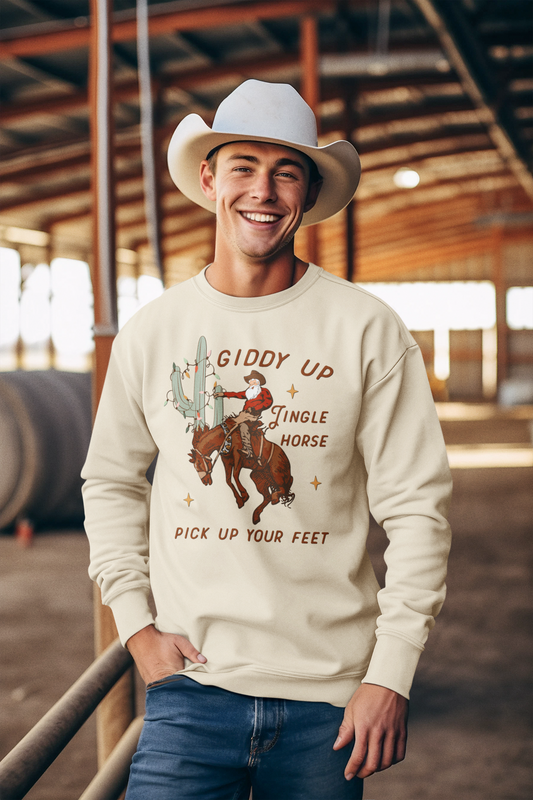 Giddy Up Jingle Horse Men's Christmas Graphic Sweatshirt